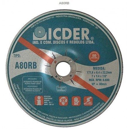 Disco de Desbaste BDA 7" para Pedra grão 120 - Icder
